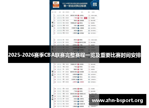 2025-2026赛季CBA联赛完整赛程一览及重要比赛时间安排